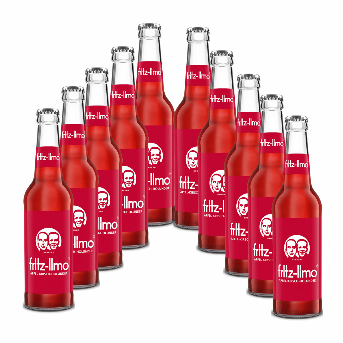 fritz-limo Apfel-Kirsch-Holunder 10 Flaschen je 0,33l