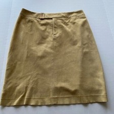 NWT Ralph Lauren 100 Suede Beige Lined Skirt Size 8, hem is falling