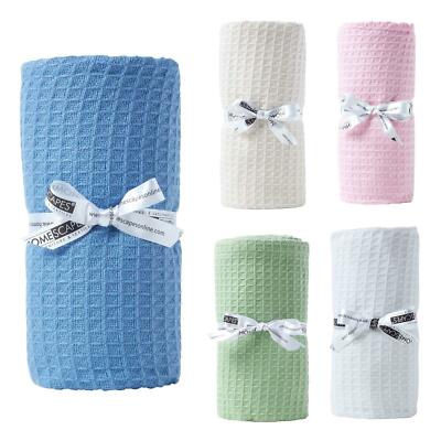 Bio Baumwolle Waffel Babydecke blau, rosa, salbeigrün, weiß, natur