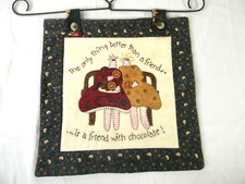 Friendship Girlfriend Friend Chocolate Applique Wall Hanging Primitive handmade