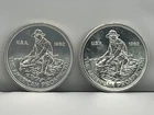(Lot Of 2)  1982 1 oz .999 Silver Engelhard Prospector Rounds