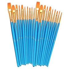  Paint Brushes Set 20 Pcs Round-Pointed Tip Nylon Hair Artist 2 Pack Blue