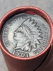 Stunning Au/Bu 1901&1902 Indian Head Penny Ends Of Lincoln Wheat Cent Roll