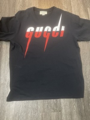 Gucci Men's Logo Graphic Cotton T-Shirt Black Red White Crew Neck