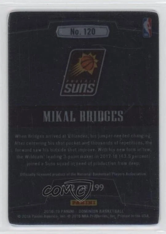2018-19 Panini Dominion Rookies Metal /199 Mikal Bridges #120 Rookie RC - Image 2 of 2