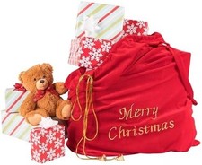 Christmas Big Red Velvet Santa Claus Bag 28 x 32 Inches - Santa Sacks Drawstring