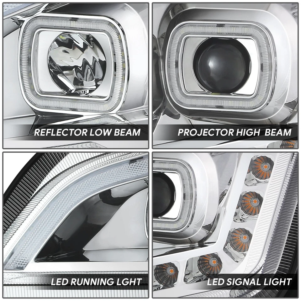 For 22-25 Peterbilt 579 Full LED Sequentail Signal Projector Headlights Chrome Foto 3 de 4