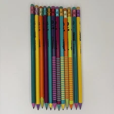 Vintage Berol Yikes! Pencil Lot 12 Mixed Styles Triangle & Grooved Stripes