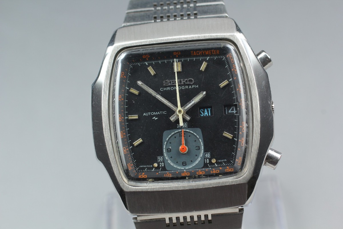 Vtg 1975 Seiko 7016-5020 Monaco Flyback Chrono 17J Automatic Mens