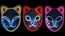 3 Pcs Demon Led Slayers Fox Mask Halloween Japanese Halloween Party Fox Led Mask