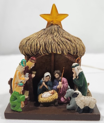 Vtg Department 56. Village Natiity Creche. Star Lights Up. Uses 2 C Batteries. - 第 2/6 張圖片