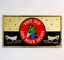 VTG GLASS MIRROR MARQUEE SIGN FR/BALLY SLOT MACHINE-VISIT OUR LONG BEACH LOUNGE