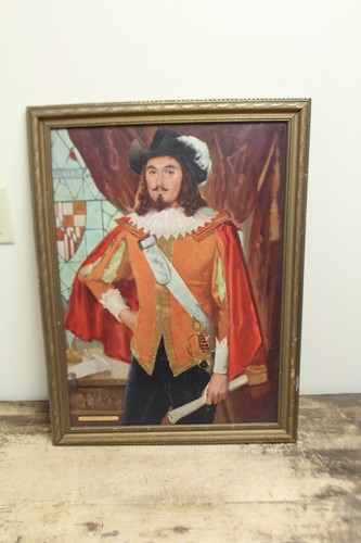 Vintage Lord Calvert Whiskey Framed Portrait Sign Advertisement Mancave, Bar