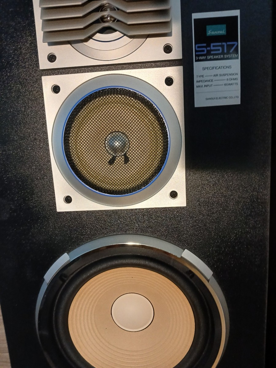 Vtg Sansui S-517 3 Way Stereo Speakers Mint Tested & Working