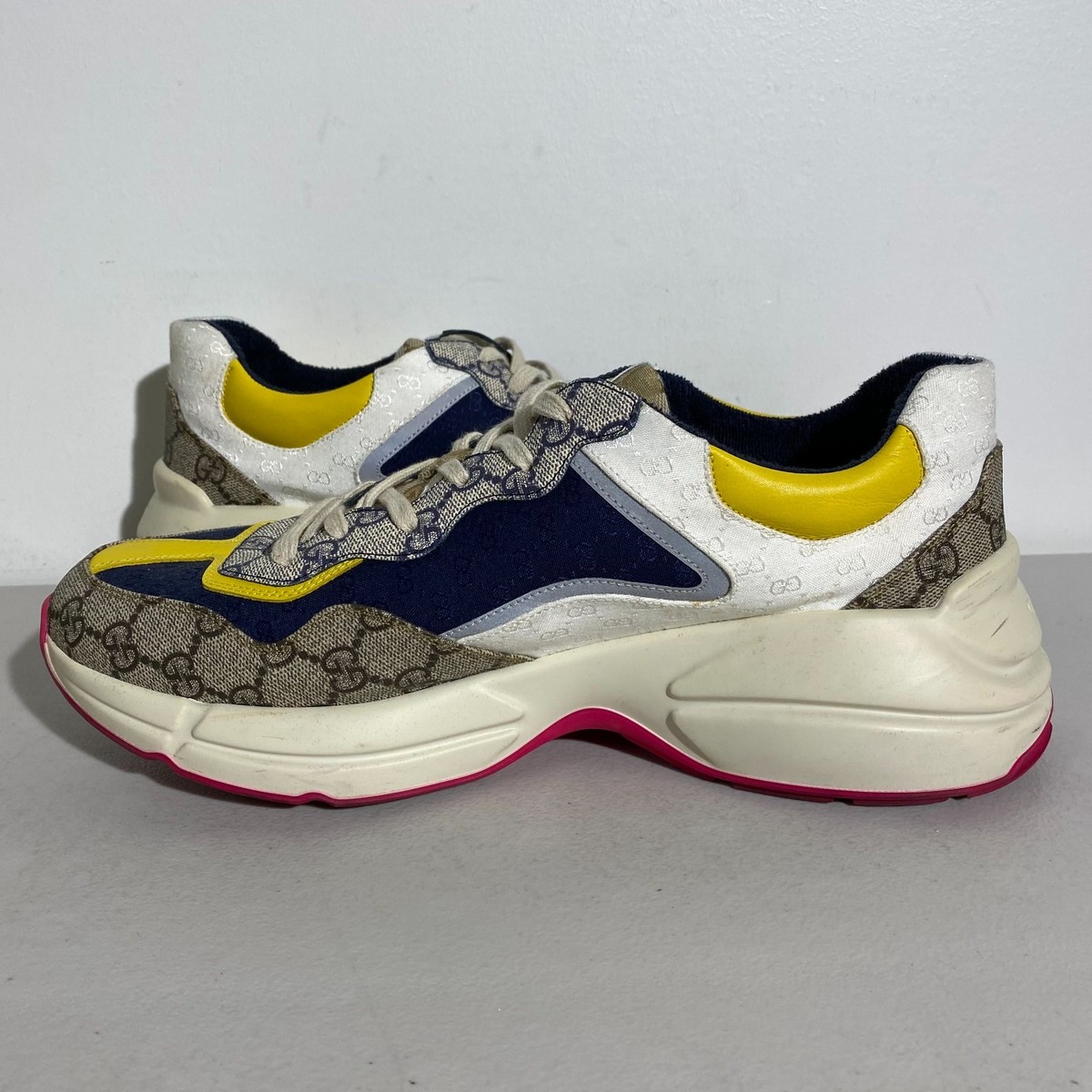 Size 11.5 - Gucci GG Rhyton Beige White Yellow Ebony