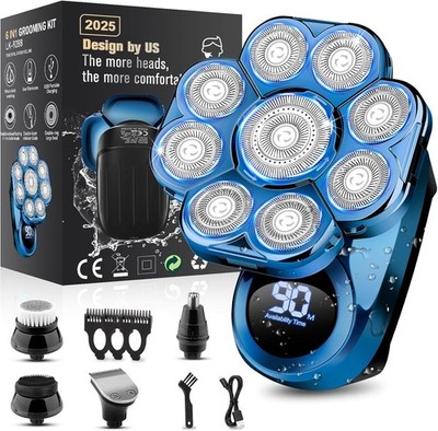 9D Electric Head Shaver for Bald Men, Upgraded 5-in-1 Head Shaver for Bald Me...