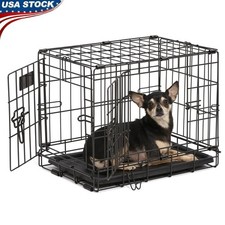 Double Door Dog Crate Portable Safe Lock Durable Easy Assembly Divider New