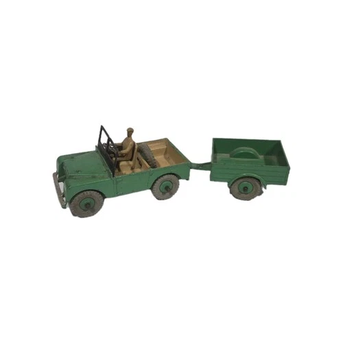 Vintage Rare Dinky Land Rover Series 1 And Trailer 340 And 341 Green & Beige