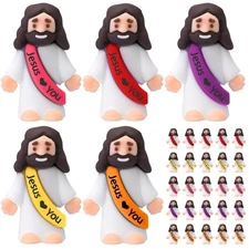 Bememo 25 Pcs Little Jesus Figures Original Design Jesus Love You Mini Rubber...