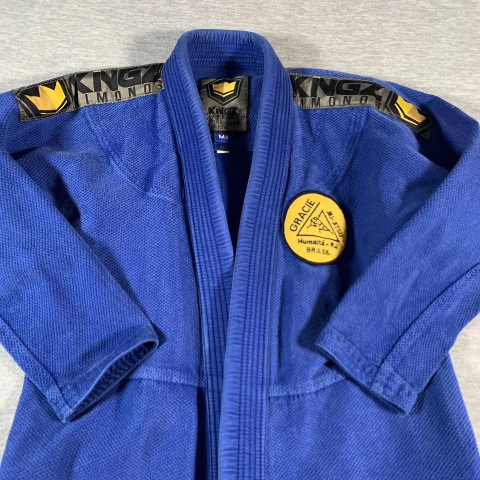 Chaqueta Kingz Kimonos Gracie Jiu Jitsu Gi M4 Azul BJJ Kimono Hombres Artes Marciales Foto 2 de 4