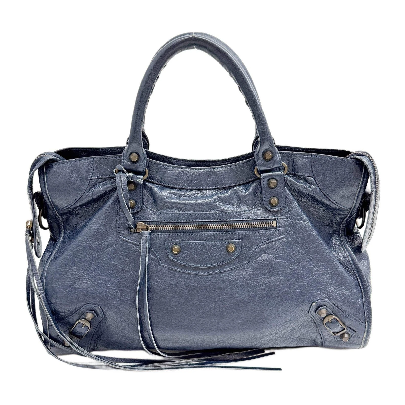 Balenciaga — BALENCIAGA The City Ocean Blue Leather Two Way Bag