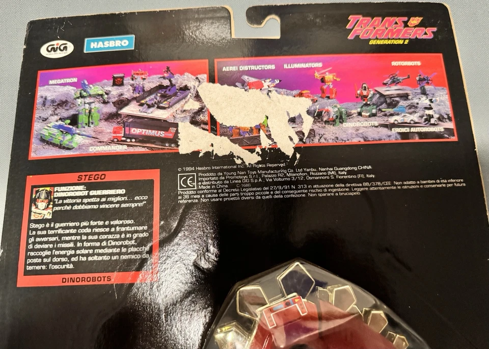 Transformers Snarl Original G2 1994 Dinobot Red MOSC Sealed Italian Card - Image 4 of 4