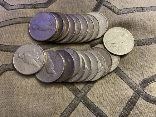 1922 one roll, 20 pieces Peace Silver Dollars .90 Fine Silver ungraded and unce