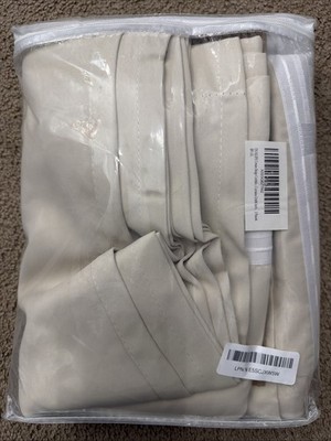 DUALIFE Back Tab Curtains Long Cream Beige Track Curtains 2 Pcs,52W x 96L, 8 FT