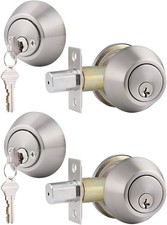 Satin Nickel Double Cylinder Deadbolts - Keyed Alike 2 Pack /