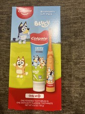 NEW Sealed COLGATE BLUEY Gift Pack Powered Toothbrush Bubble Fruit Toothpaste