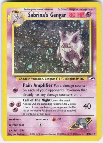 Pokemon Sabrina's Gengar 14/132 Rare Gym Heroes Pokemon Unlimited Holo MP