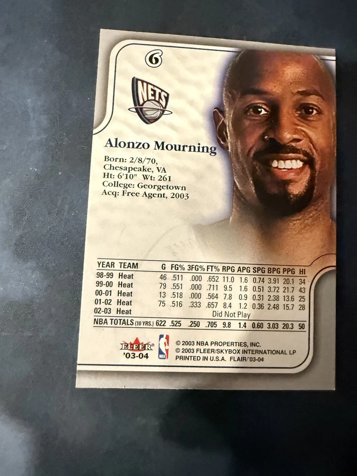 Alonzo Mourning 2003-04 Fleer Flair #6 - Image 2 of 2