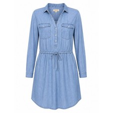 PRINCESS VERA WANG | Chambray Lyocell Pearl Snap Shirt Dress Utility Pocket | XL