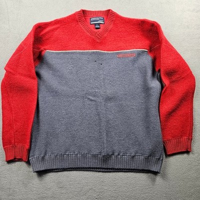 Vintage American Eagle Wool Sweater Men's L Y2k 90s Red Grey Skater