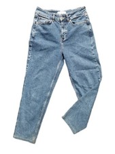 Women's Jeans size 10 stretch fit short tapered leg blue denim -F61