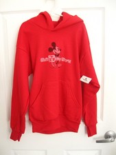 Disney Parks Walt Disney World Disneyland Hooded Red Sweatshirt Child Size M NEW