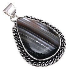 Pendant Grey Botswana Agate Gemstone Mother'Day Gift Silver Jewelry 2