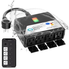 Smart Heavy Duty Outdoor Power Strip WiFi Plug Water-Resistant Socket, Electr...
