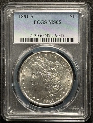 1881 S - Morgan U.S. Silver Dollar $1 - San Francisco - PCGS MS65