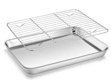 Baking Sheet with Rack, 9x13 Stainless Steel Quarter Sheet Pan with Wire Cool...
