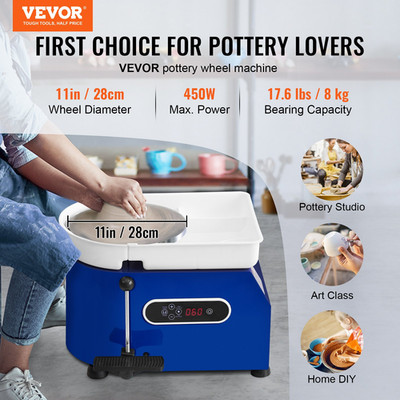 11'' Pottery Wheel 450W 60-300RPM LCD Touch Screen w/ Foot Pedal Tool Kit
