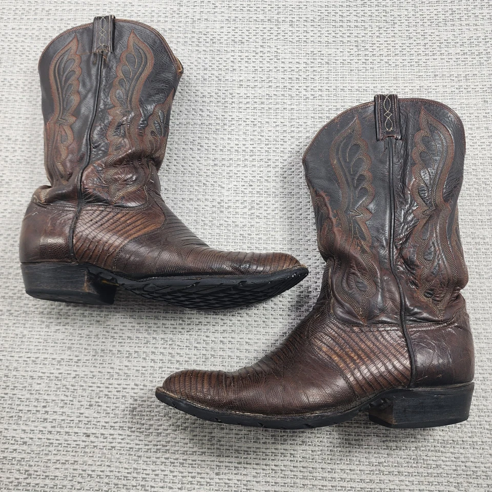 TONY LAMA Mens Gold Label Lizard Skin & Leather WESTERN 8536 Sz 11 2E - Image 2 of 4