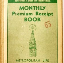 1940s Metropolitan Life Insurance Co Receipt Book Augusta Maine Booklet E85g