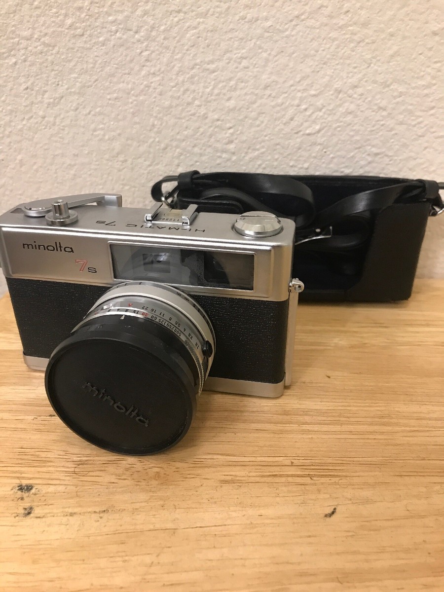 Minolta Hi-Matic 7S 35mm Film Camera Rokkor Lens w/ Partial Case