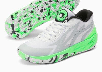 Brand New PUMA MB.02 Low 'LaMel-O' Lamelo Ball Elektro Green White-Grey Sz 12