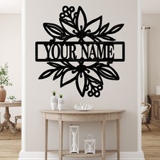 Personalized Flowers Name sign, Wood plaque sign,wood Crafts, wall decor
