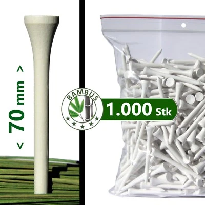 GOLF-TEES | 1000 x | Bambus (bamboo) - 70 mm - weiß | premium Holz / prime wood - Bild 1 von 4