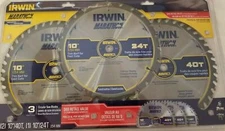 Irwin 3pc. Blade Set 2 - 10" x 40 Tooth  1 - 10" x 24 Tooth Circular Saw 1989742