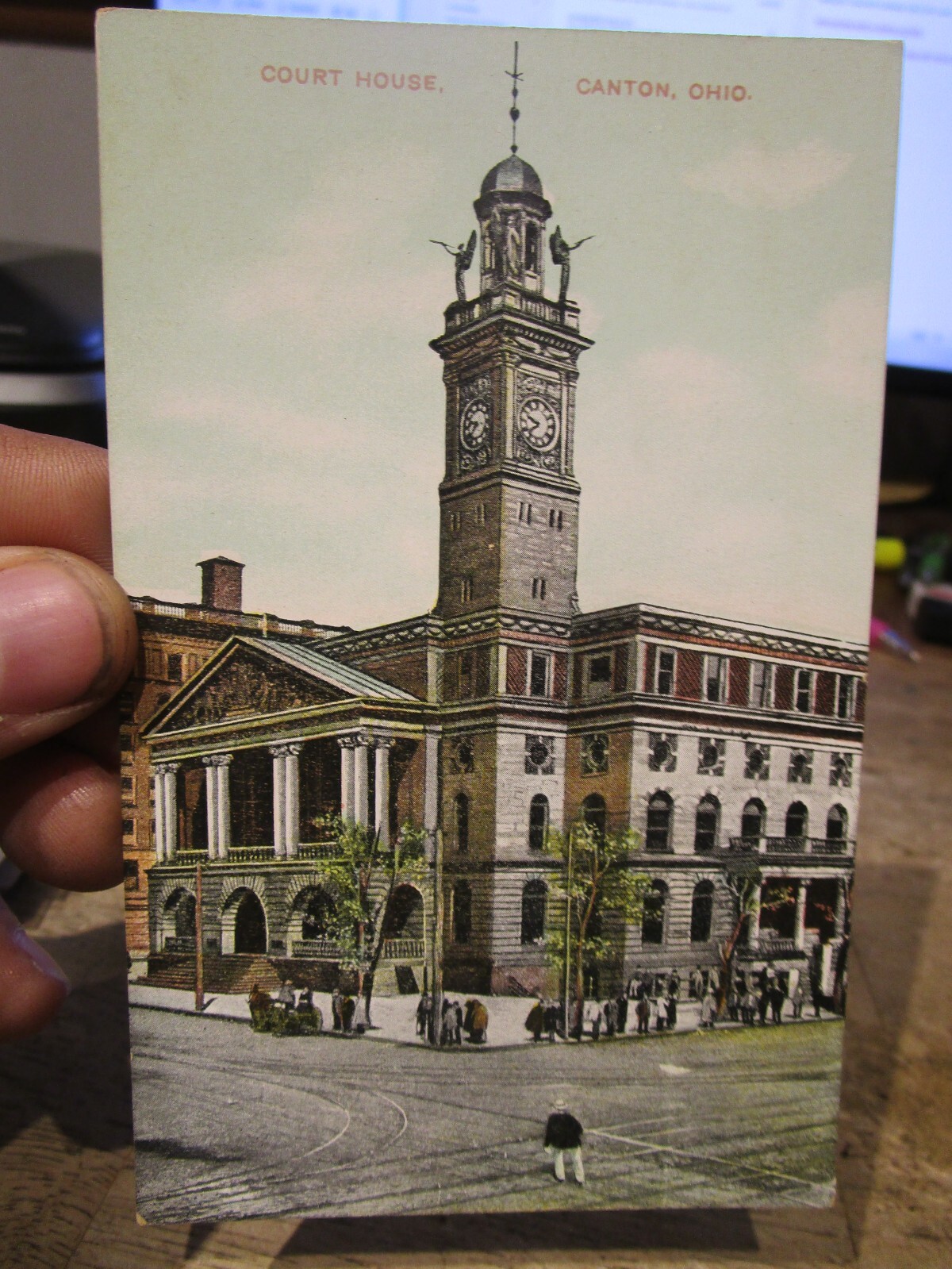 Y7 Vintage Old OHIO Postcard CANTON Stark County Courthouse Corner