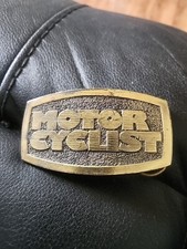 VINTAGE 1981 Petersen Publishing MOTOR CYCLIST BRASS BELT BUCKLE C1